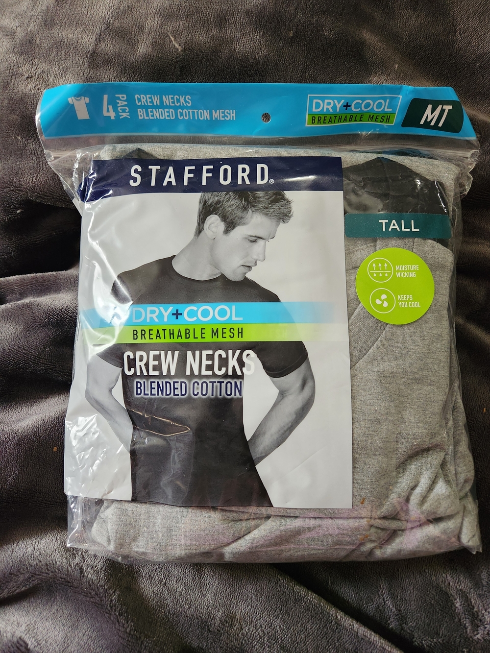 Stafford Gray And Black Crew Neck T-Shirt 4-Pack